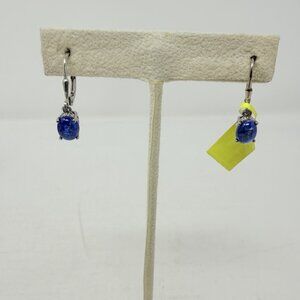 Shop LC Blue Himalayan Kyanite Oval Lever Back Earrings in Sterling Silver 5198